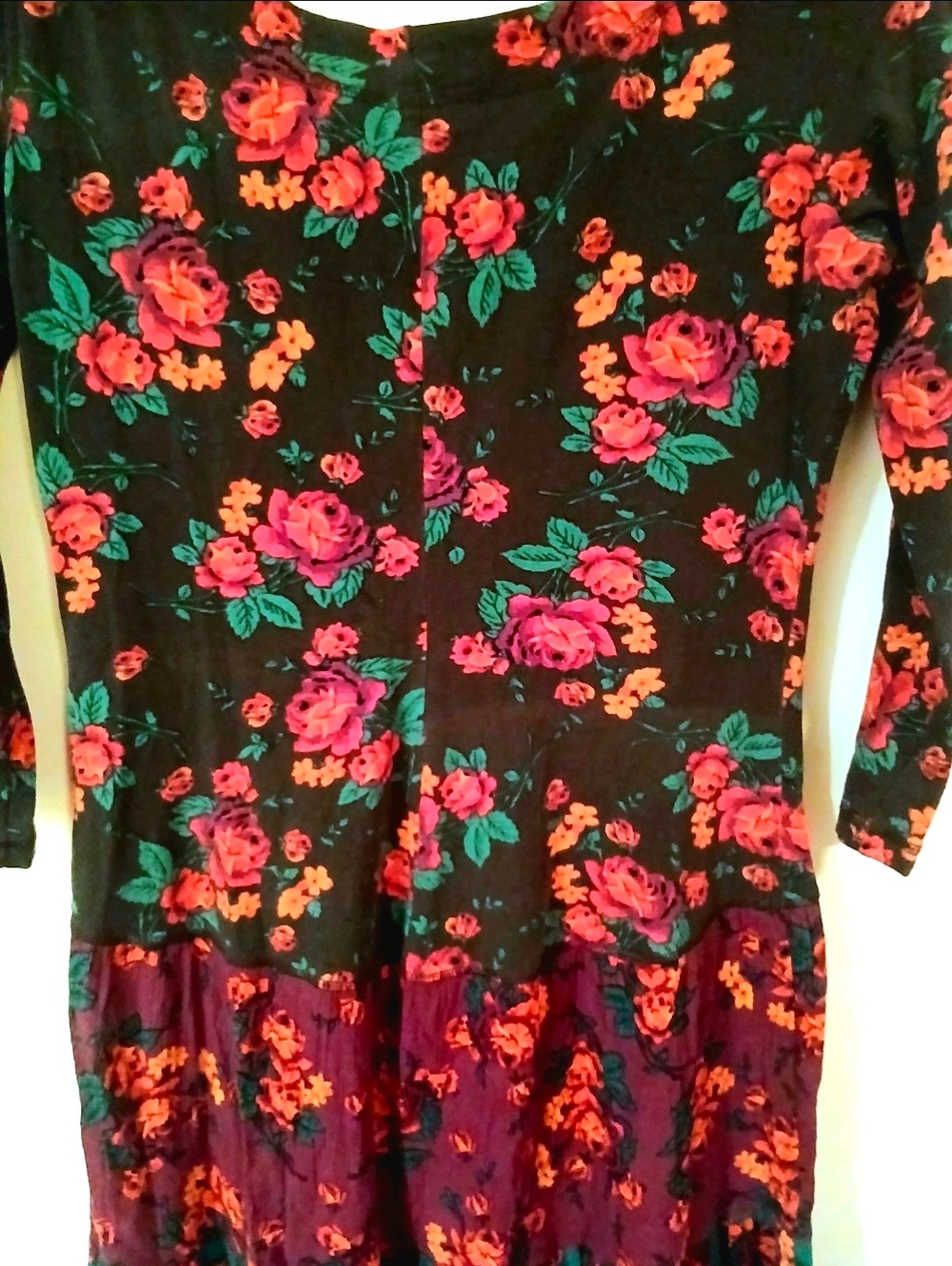 Vintage Betsey Johnson 90s Floral Dress Tiered Grunge Romantic Midi M - Picture 6 of 8